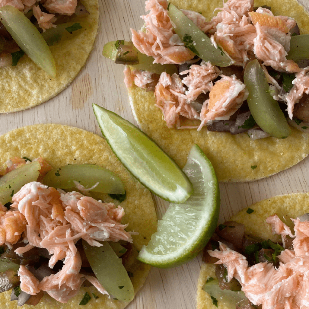 receta de tacos de salmon y uva
